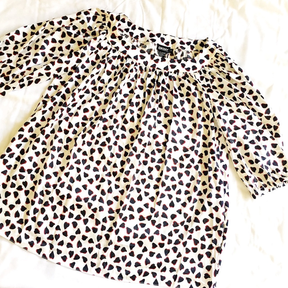 DKNY Silk Blouse w/ Heart Print